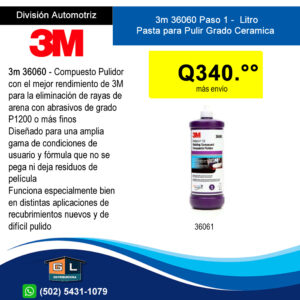 3M 36060 Perfect It Paso 1 Litro Pasta para Pulir Base Ceramica - Guatemala Junio 2022