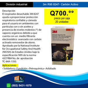 3M 8247 R95 Carbon Activo Guatemala abril 2022