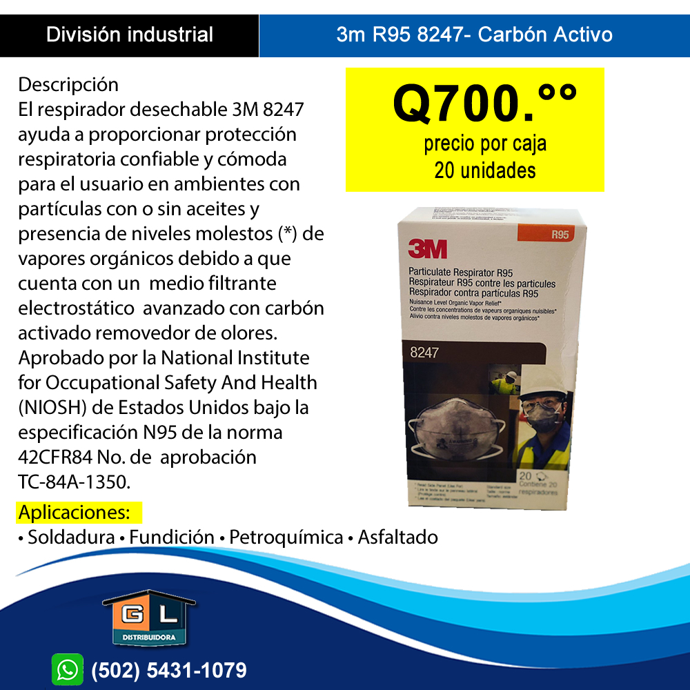 3M 8247 R95 Carbon Activo Guatemala abril 2022