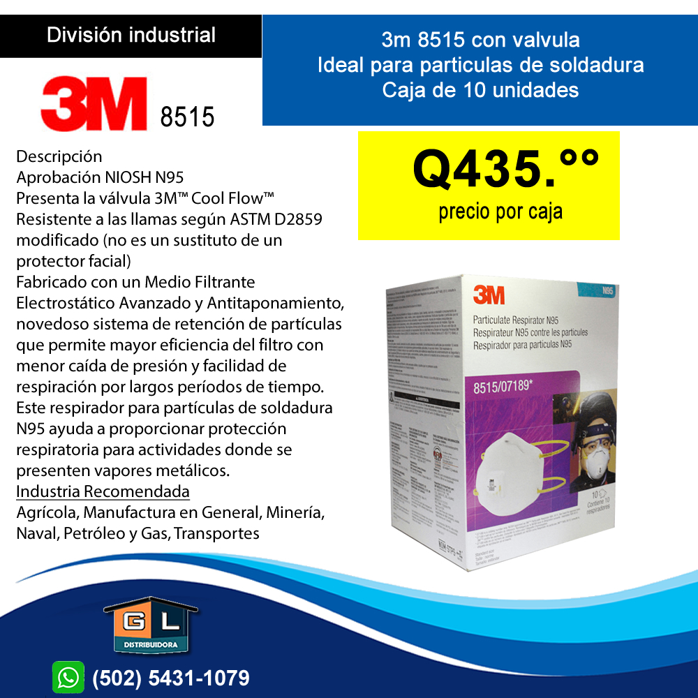 3M 8515 N95 Con Valvula Para Soldadura - Guatemala abril 2022