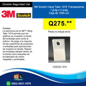 3M Scotch Hang Tabs 1074 Transparente, 1 pulg x 2 pulg, Caja de 1000 unidades - Guatemala Junio 2022