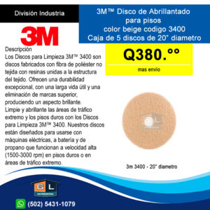 3M™ 3400 Disco de abrillantado de pisos color marron claro o beige de 20 pulgadas diametro- - GL distribuidora - 2024