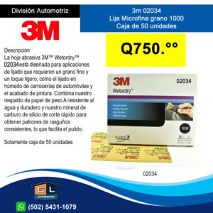 3m 02034 Lija Microfina Grano1000 caja de 50 unidades - Guatemala Junio 2022