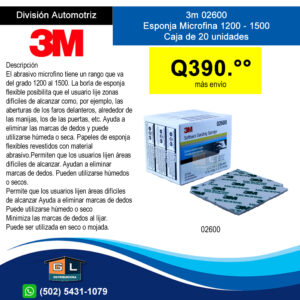 3m 02600 Esponja Microfina1200 - 1500 caja de 20 unidades - Guatemala Junio 2022