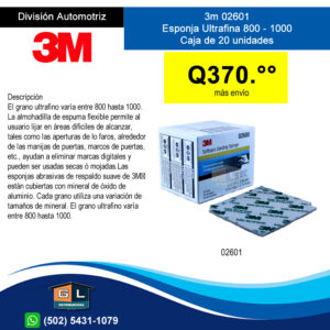 3m 02601 Esponja Ultrafina 800 - 1000 caja de 20 unidades - Guatemala Junio 2022