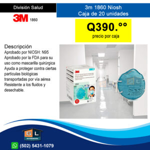 3m 1860 con 95% de filtración - N95 Niosh Guatemala Julio 2022