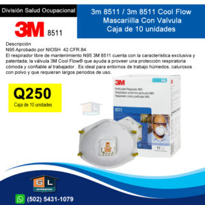3m 8511 n95 CON valvula - Guatemala Julio 2022