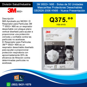 3m 9502+ n95 Bolsa de 50 unidades - Guatemala Julio 2026