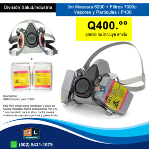 3m mascara media cara + filtro 7093c guatemala 2022