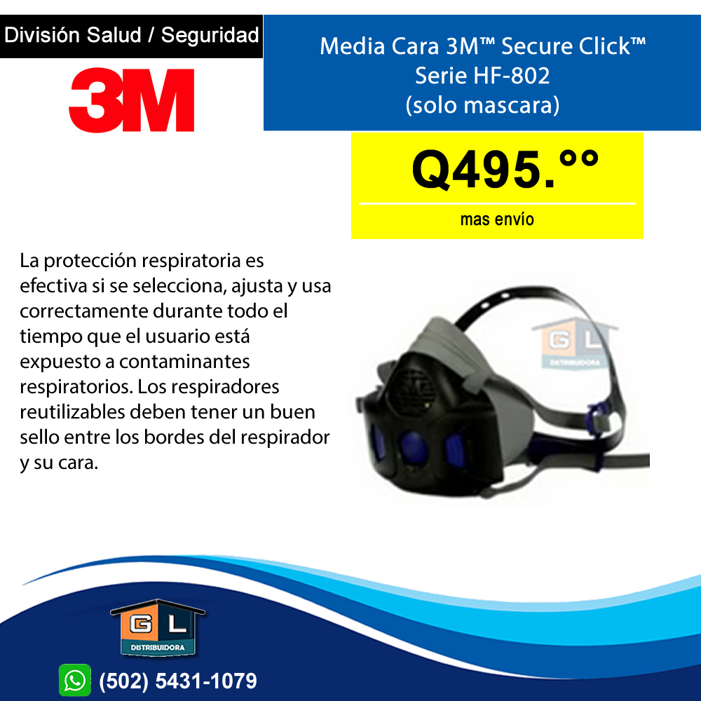 3m media cara Secure Click Serie HF-802 - 2024 Guatemala - Gl Distribuidora