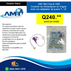 AMT Mini One 8-1255 Conector de Alimentación en Angulo recto de 12” con adaptador de puerto Y