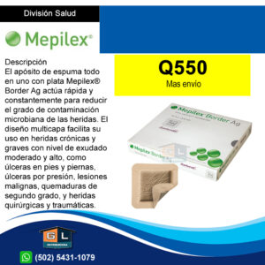 Aposito Multicapa de 15 cms x 15cms - Mepilex Border AG - Caja de 5 unidades - GL DISTRIBUIDORA