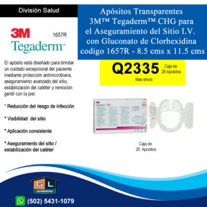 Apositos 3m Tegaderm 1657R 8.5 cms. x 11.5 cms. - Caja de 25 unidades - Guatemala Junio 2022