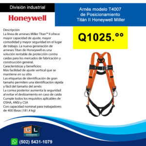 Arnes-Titan-II-Honeywell-Miller-modelo-T4007-de-Posicionamiento-Guatemala-abril-2022