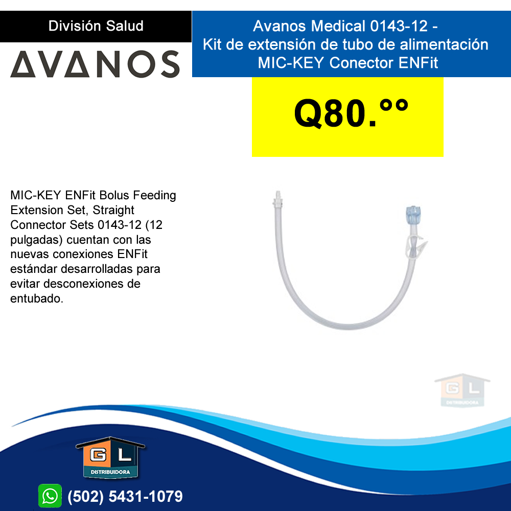 Avanos Medical 0143-12 - 200 - Kit de extensión de tubo de alimentación MIC-KEY Conector ENFit