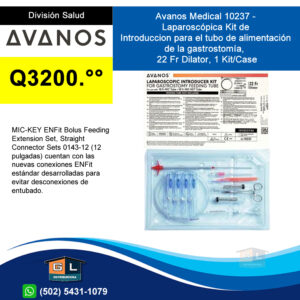 Avanos Medical 10237 - Laparoscópica Kit de Introducer para el tubo de alimentación de la gastrostomía, 22 Fr Dilator, 1 Kit-Case - GL Distribuidora