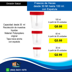 Botes ó Frascos para Heces con Espatula Por Mayor y Menor - Guatemala 2022 - mayo
