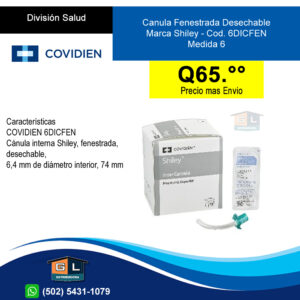 Canula Fenestrada Desechable Marca Shiley - Cod. 6DICFEN Medida 6