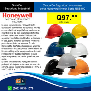 Casco De Seguridad con visera Corta Honeywell NSB100 - Gl Distribuidora Guatemala