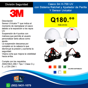 Casco-de-proteccion-3m-H700-con-Uvicator-con-sistema-Ratchet-4-puntos-y-Ajustador-de-Perilla-guatemala-2022