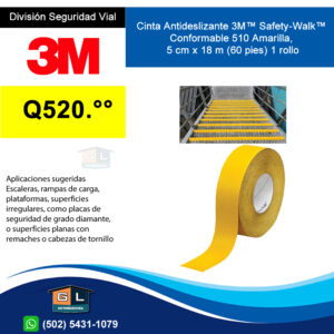 Cinta Antideslizante 3M 530 Safety-Walk™ Uso General Amarilla Rollo 2 pulgadas x 18 metros de largo - Guatemala 2022 - mayo