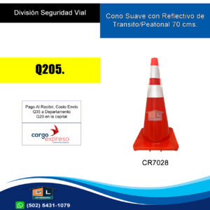 Cono Suave Con Reflectivo de Transito o Peatonal 70 cms. - Guatemala 2022