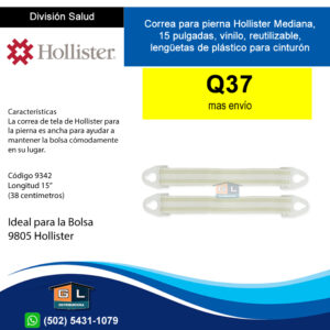 Correa para pierna Hollister Mediana, 15 pulgadas, vinilo, reutilizable,lengüetas de plástico para cinturón - 9342 - Guatemala 2023