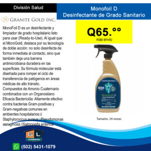 Desinfectante de grado sanitario, 24 oz, Granite Gold GG0094 MonoFoil D Guatemala 2022 - mayo