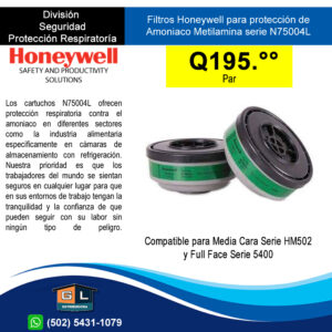 Filtros Honeywell para protección de Amoniaco y Metilamina N75004L - Gl Distribuidora Guatemala