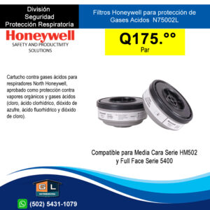 Filtros Honeywell para protección de GASES ACIDOS N75002L - Gl Distribuidora Guatemala