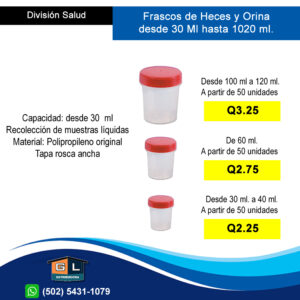 Frascos para Orina Por Mayor y Menor - Guatemala 2022 - mayo