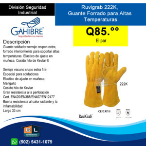 Gahibre Ruvigrab 222K, Guantes de Proteccion Forrado para Altas Temperaturas