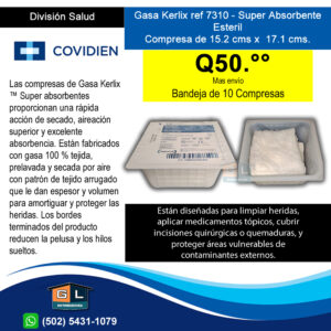 Gasa Kerlix ref 7310 Super Aborbente Esteril, Compresa de 15.2 cms x 17.1 cms. - GL distribuidora guatemala 2025