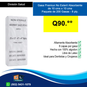Gasa no Esteril importada generica 10 cms x 10 cms - guatemala 2022