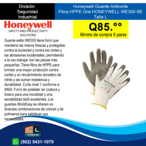 Guante-Anticorte-Fibra-de-HPPE-de-Poliuretano-Gris-Gris-HONEYWELL-WE300-SE-Gl-Distribuidora-Guatemala