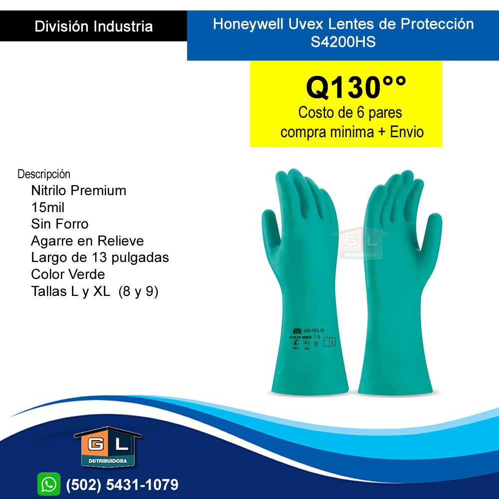 Guante para Quimicos Manga 9 pulgadas talla L y XL - Guatemala Junio 2022.fw