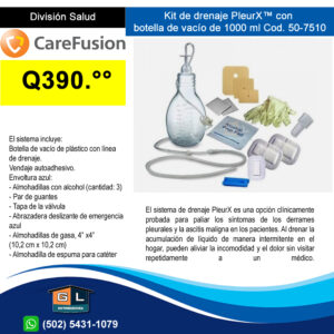 Kit Sistema de Drenaje con Botella de Vacio PleurX de 1000 ml - Guatemala Junio 22