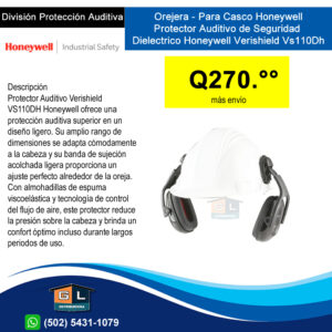 Orejera - Protector Auditivo de Seguridad Honeywell Verishield Vs110Dh - Guatemala Junio 2022