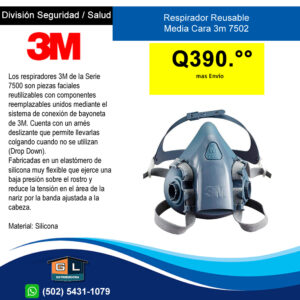 Respirador Reusable Media Cara 3m 7502 - mayo 2022 Guatemala