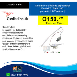 Sistema de electrodo espiral fetal Kendall™ de Covidien 31481396 pequeño 1 siete octavos de Pulgada (4,8 cm) - GL Distribuidora - 2024