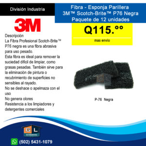 Fibra - Esponja Parrillera P76 Scotch Brite Negra Caja de 12 unidades - Ideal Parrillas o Planchas
