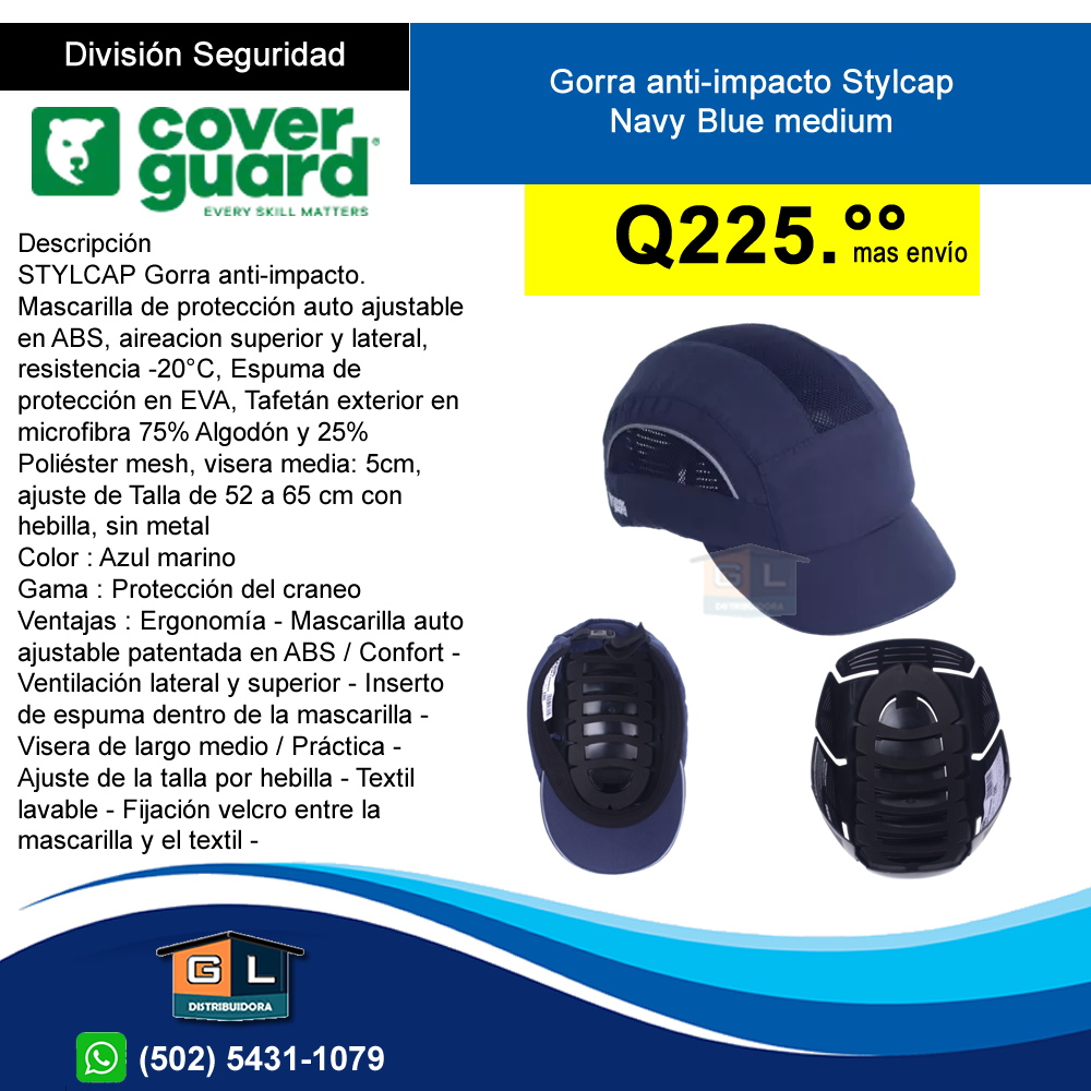 Gorra Anti impacto Stylcap Cover Guard - Navy Blue Medium - guatemala 2022