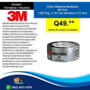 Cinta Adhesiva Multiusos 3m Gris (duct Tape) 1.88 pulg x 30 yds - Guatemala 2022 - mayo