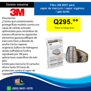 Filtro 3M 6007 para vapor de mercurio vapor orgánico gas ácido - Guatemala abril 2022
