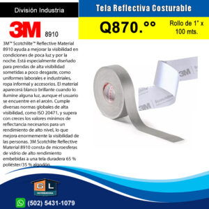Rollo de Tela Reflectiva Gris 3m 8910 - 2 pulgadas x 200 mts - Guatemala Julio 2022