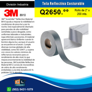 Rollo de Tela Reflectiva Gris 3m 8910 - 2 pulgadas x 200 mts - Guatemala Julio 2022